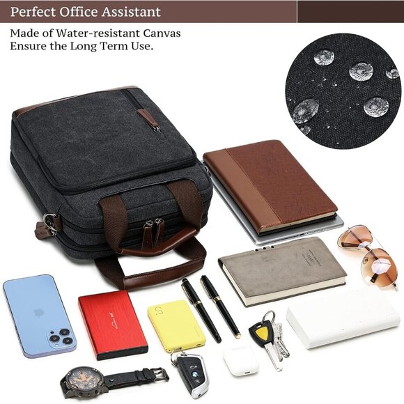 Mens Crossbody Shoulder Bag Canvas Messenger Bag Work Bag - Picture 5 of 7